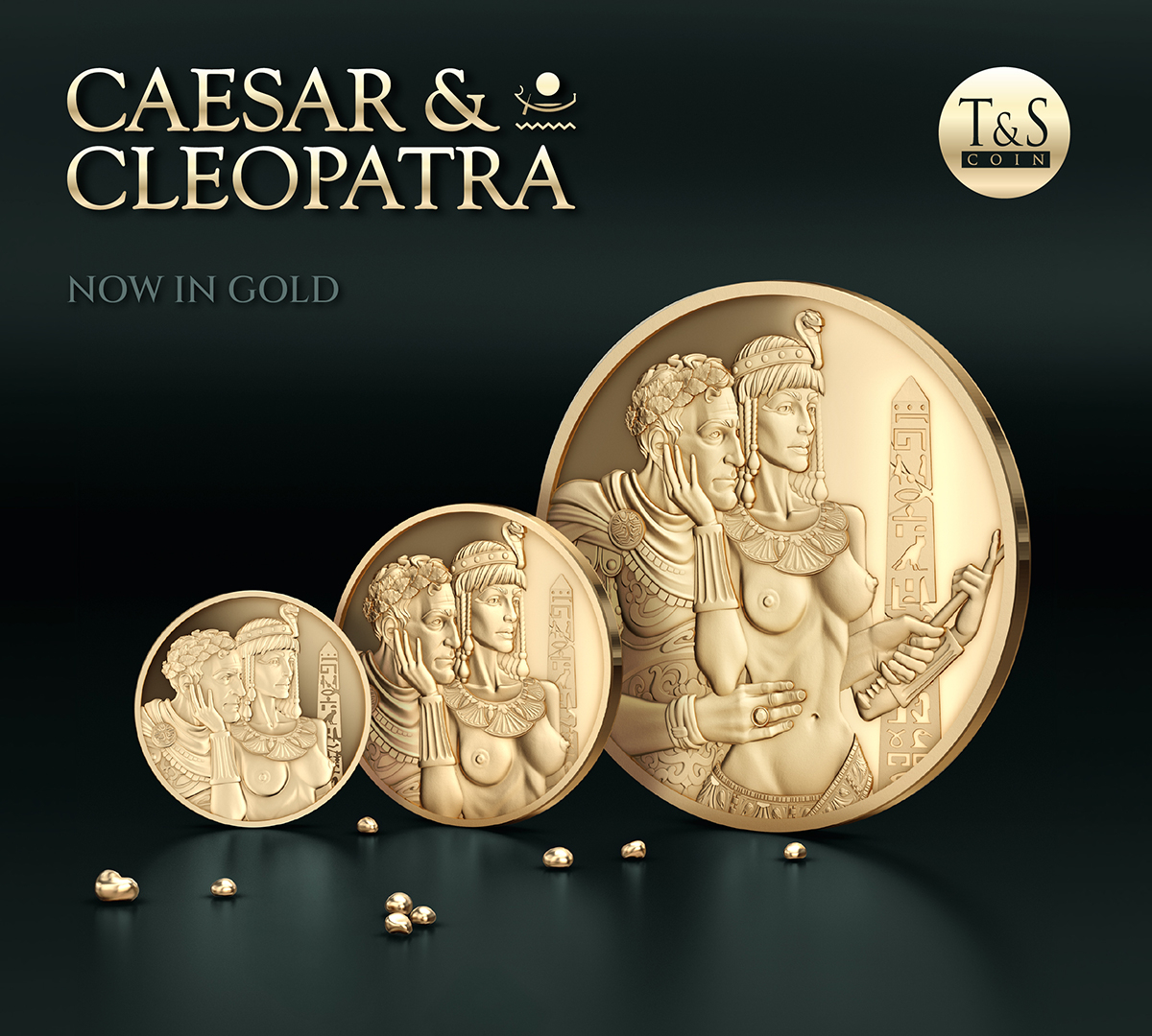 A golden tribute to The Power of Love: Caesar & Cleopatra in gold