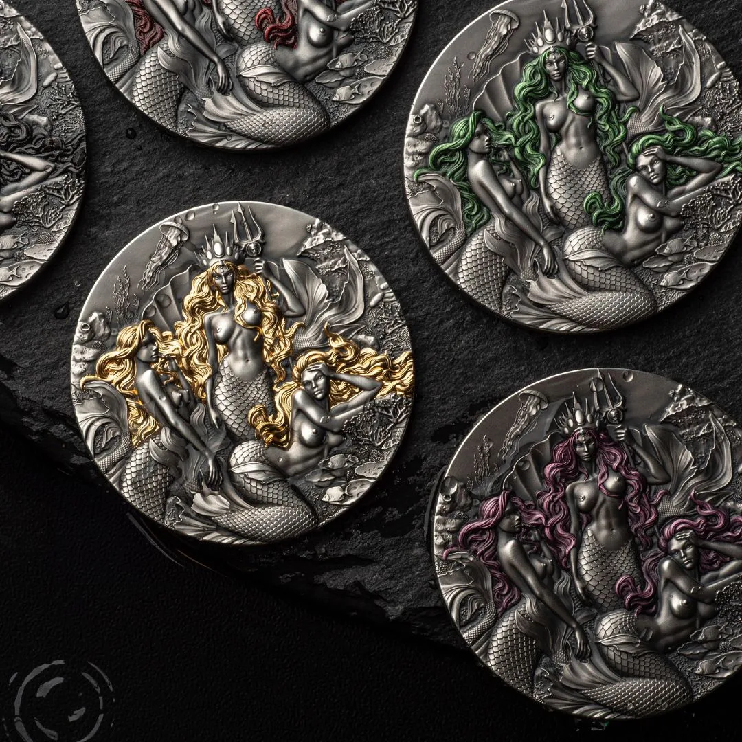 Mermaids 2 oz silver coin I Custom Projects I T&S Coin