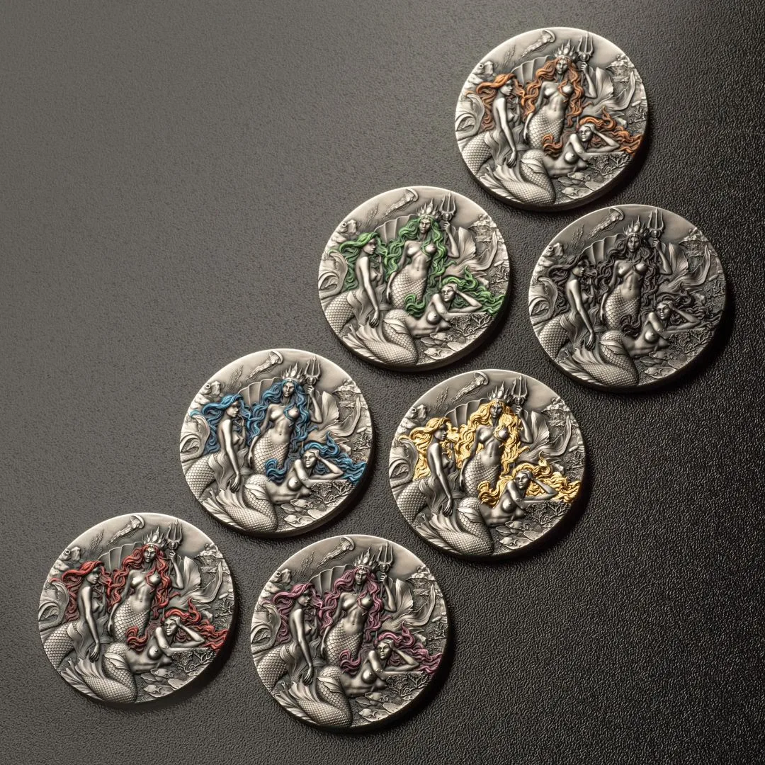 Mermaids 2 oz silver coin I Custom Projects I T&S Coin
